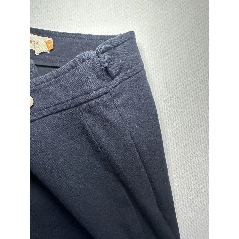 Tory Burch Women's 8 Navy Blue Ponte Skinny Pants‎ Side Zip Minimalist Luxe FLAW